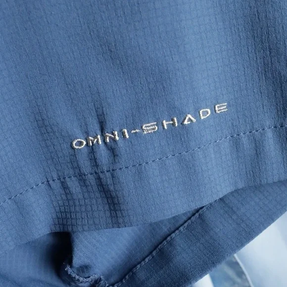 2x Columbia PFG‎ Fishing Shirt Blue Short Sleeve Mens Vented Quick Dry Omnishade - Picture 8 of 8